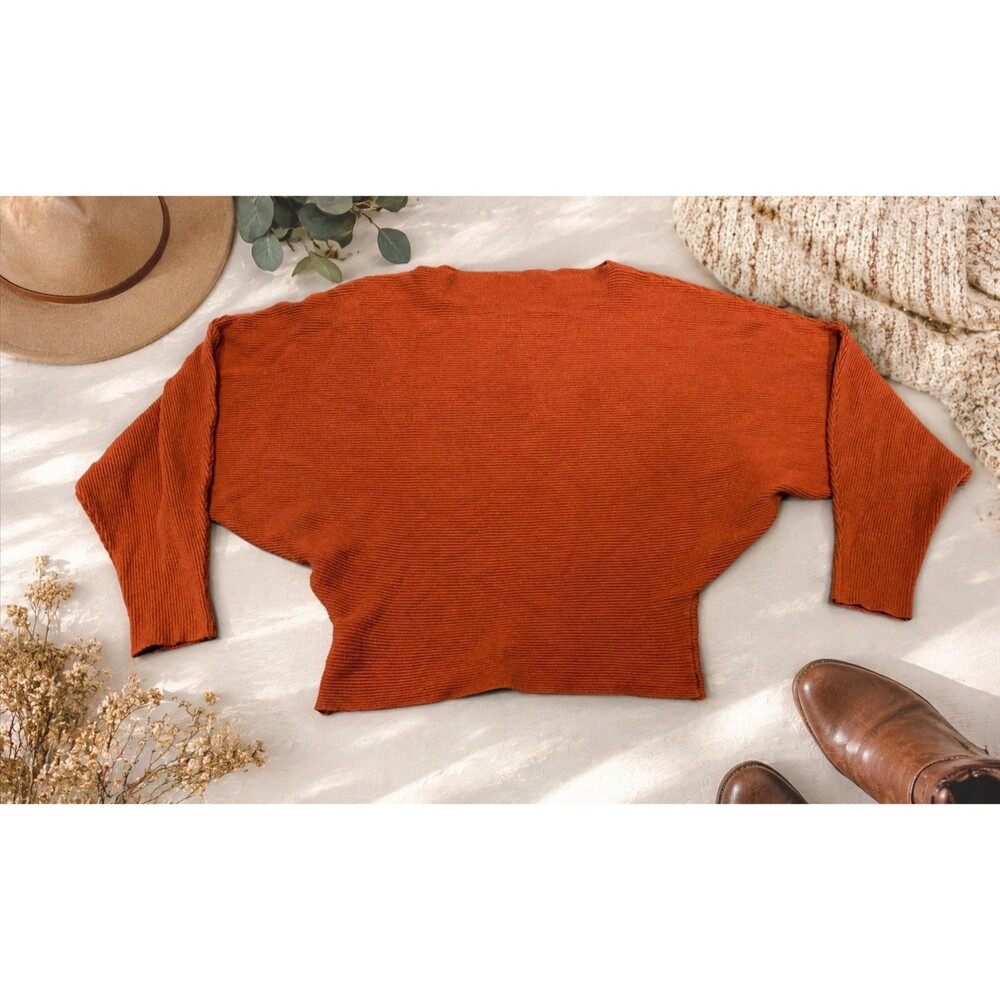 Cashmere Wool Blend Sweater Shirt Top Womens Orange Preppy READ